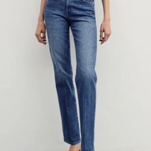 NEW AYR “The Legend” High-Rise Straight Leg Jeans in Medium Blue 25S